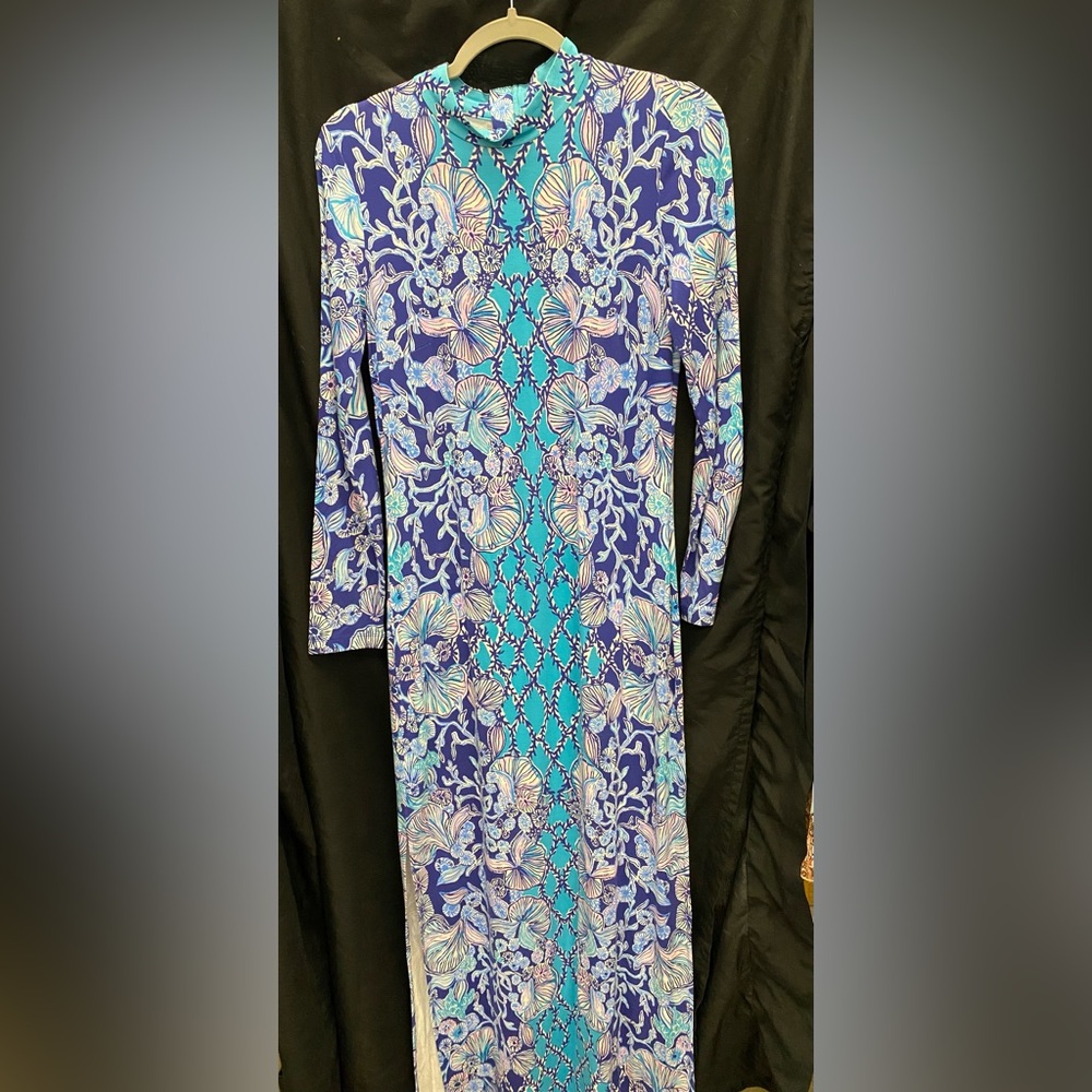 Lilly Pulitzer Blue & Aqua Floral Long-Sleeve Dress